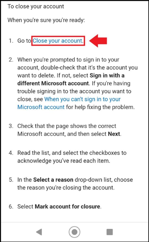 Delete Microsoft Account Via Mobile